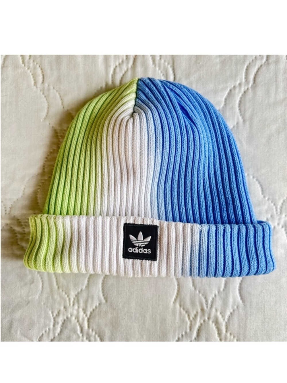 Adidas 100% cotton Colorwash Beanie Sonic Ink Blue/Screaming Green